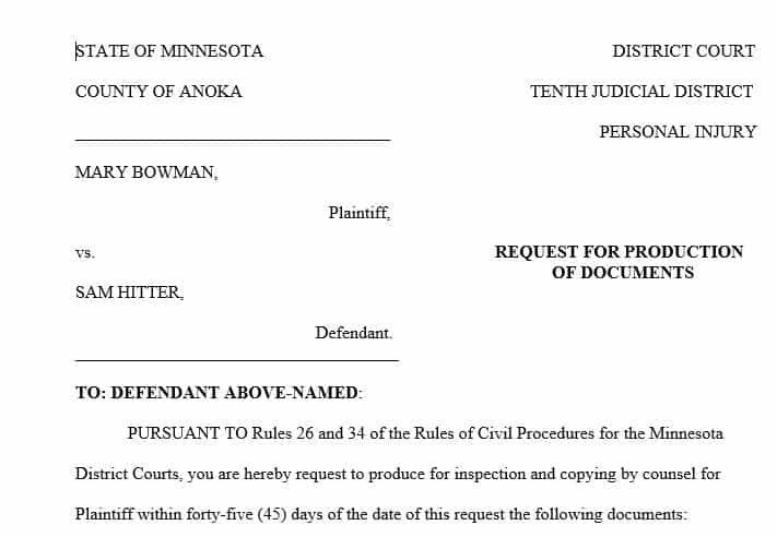 Prepare a Request for Production of Documents for documents that the attorney will need to view for this case.