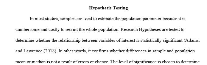 Provide two different examples of how research uses hypothesis testing