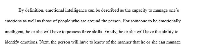 Research any journal article and summarize about emotional intelligence from business ethics perspective.