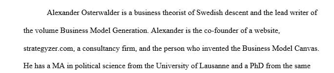 Review pages 54-119 in the Business Model Generation text.