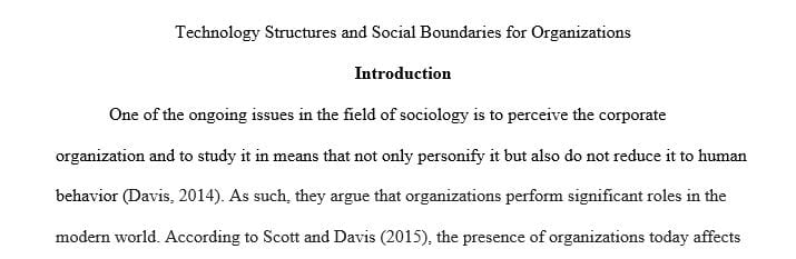 Review the concept of technology structures and social boundaries for organizations
