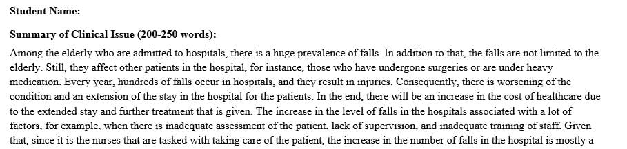 Select a nursing practice problem of interest to use as the focus of your research