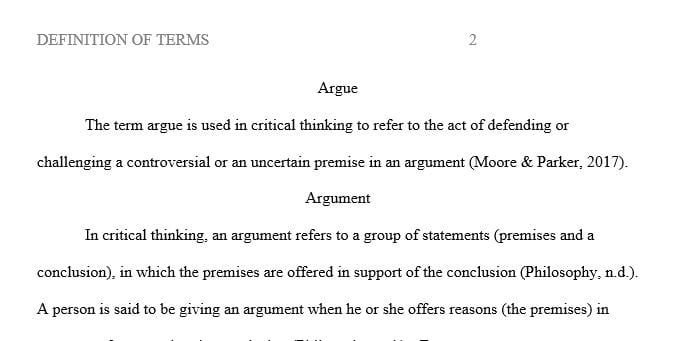 Terminology is an important element of critical thinking. 