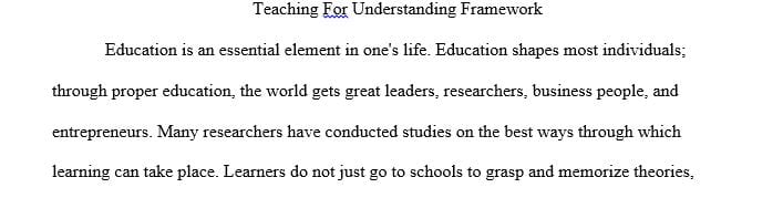 The development of a teaching for understanding framework for turning school discipline upside down from punitive to preventative.