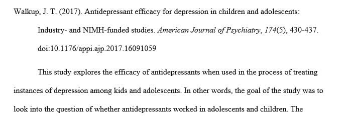 The effects Antidepressants have on children and adolescents