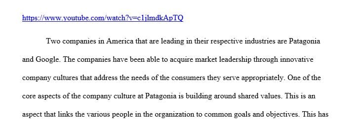 Watch a video and research the corporate culture at Patagonia.