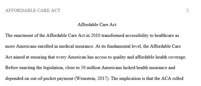 What are the most important elements of the Affordable Care Act in relation to community and public health