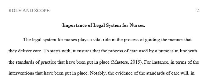 What is the importance of the legal system for nurses