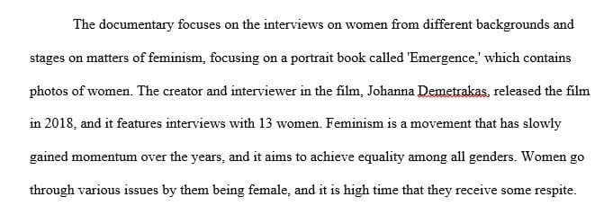 What is your documentary about? Briefly provide a plot synopsis and discuss what makes it a feminist documentary