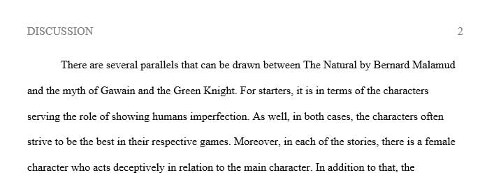 What parallels does Diane Henningfield see between The Natural by Bernard Malamud and the myth of Gawain and the Green Knight