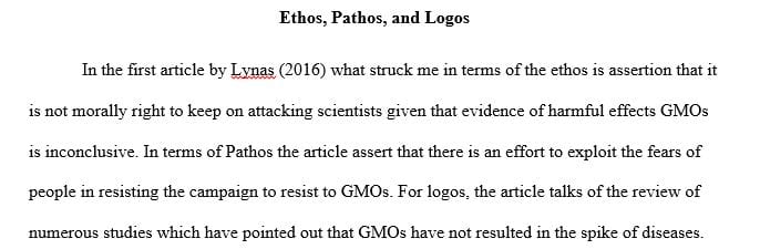 What struck you in regards to ethos, pathos, and logos in each article