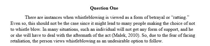 Why is it important not to view the concept of whistleblowing as tattling or ratting on another employee