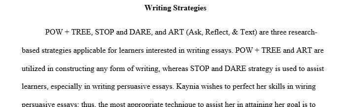 Write a 500 word essay on writing strategies that can be taught to students to develop their skills in applying the elements
