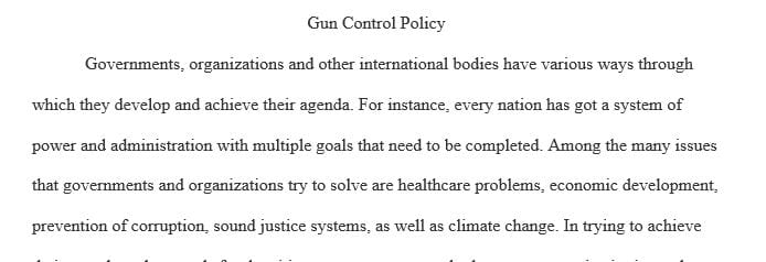 Write a short explanation to your instructor why you chose the specific public policy