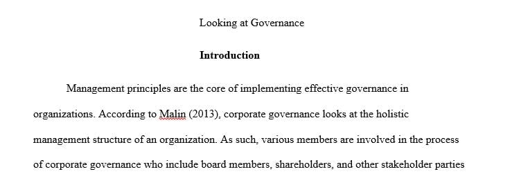 Write a summative paper on seminal theories of governance and stewardship that inform effective organisational leadership