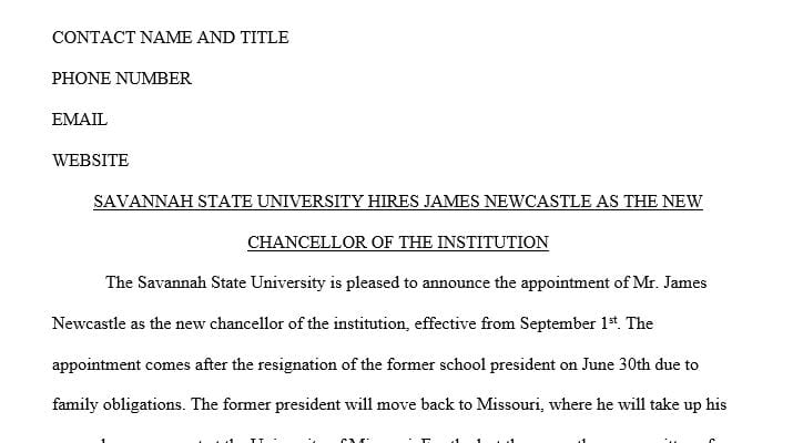 Write an announcement press release as though this change is happening at Savannah State.