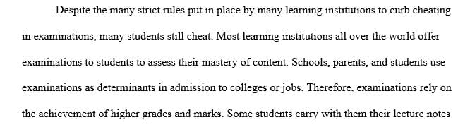 Write an essay 600 words about causes of why students cheating in exams.