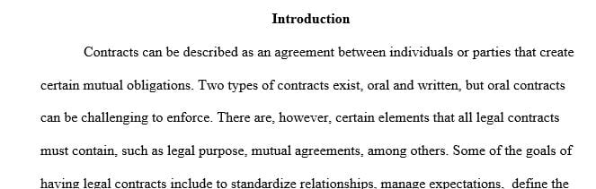 You have awarded a contract for Janitorial Services. List and discuss the contents in your awarded contract file.