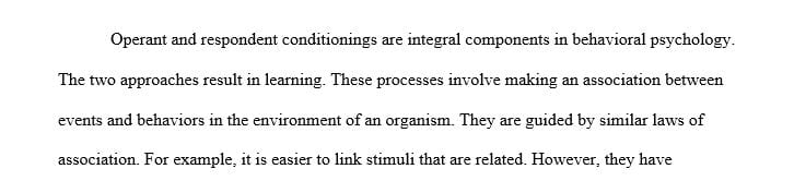 Compare and contrast operant conditioning and respondent conditioning.