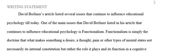Contemporary issues that emerged since the publication of the Berliner chapter and have influenced the field of educational psychology