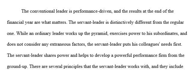 Describe the fundamental principles of servant leadership.