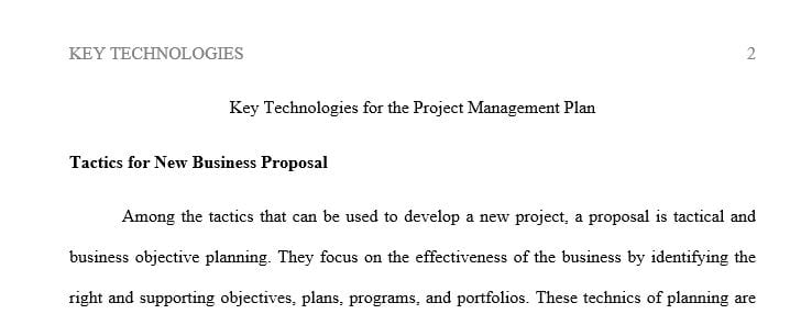 Describe the key technologies for the project management plan for campbell soup company
