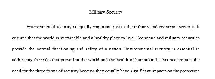 Do you believe that environmental security is just as important as economic and military security