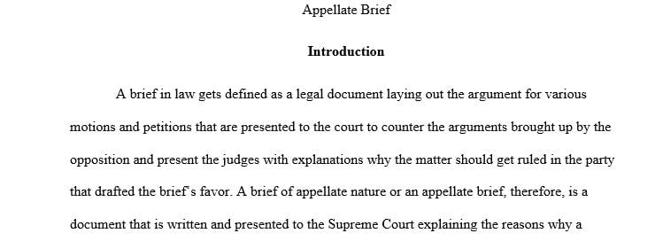 Draft an appellate brief to the State of Florida appellate court.