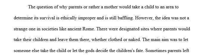 Examine how ancient societies strengthened their population by abandoning specific children.