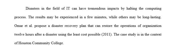Read the attached case study Information Technology Disaster Recovery Plan
