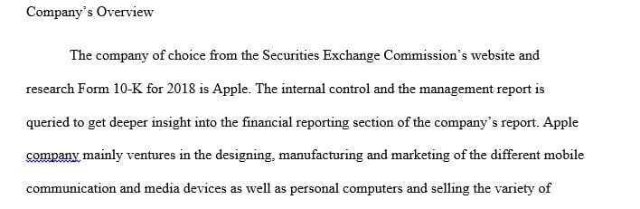 Select a company from the Securities Exchange Commission’s website and research Form 10-K for the most recent year.