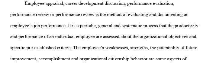 The purpose and value of a performance appraisal system