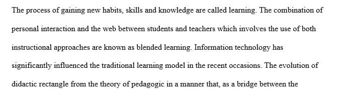 Write an 800-words academic essay on blended learning in tertiary studies