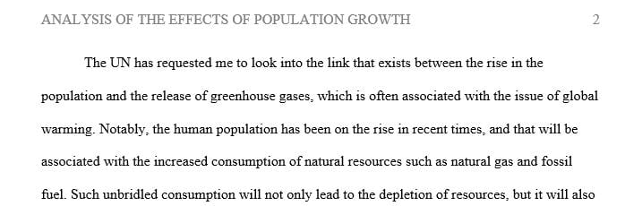 Assignment 1 Analysis of the Effects of Population Growth