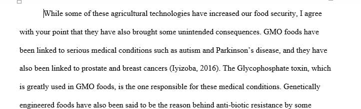 Besides biotechnology another technology that seems to have the greatest potential positive effect on food security is Genetic engineering