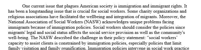Briefly identify and discuss one current social issue.