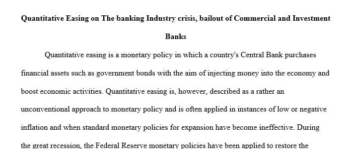 Choose 1 of the following topics related to the Great Recession