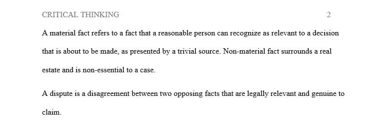 Compare and contrast a material fact and a non-material fact.