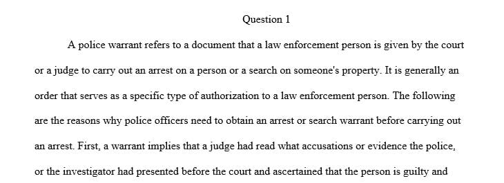 Create a fictional scenario of a specific crime involving a search warrant.