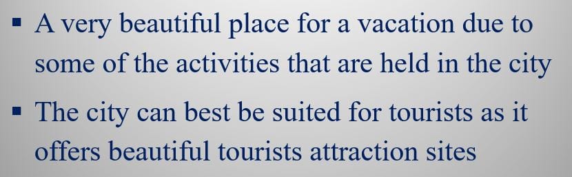 Create a presentation about a place to which you have traveled or would like to travel.