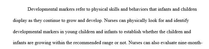 Describe the developmental markers a nurse should assess for a 9-month-old female infant.