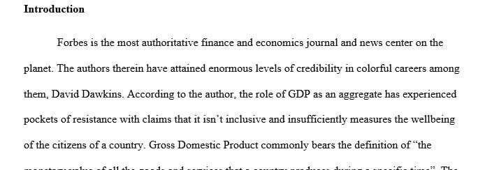Do you agree or not with the article that GDP is Broken