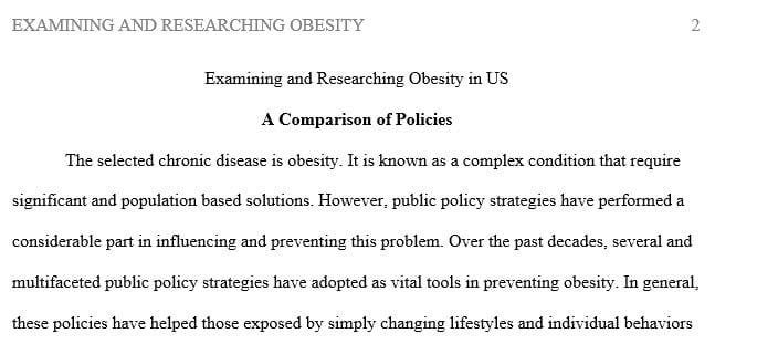 Examine and research 1 chronic disease and write a paper