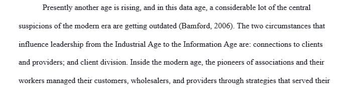 Highlight the most prominent situations affecting leadership from the Industrial Age to the Information Age