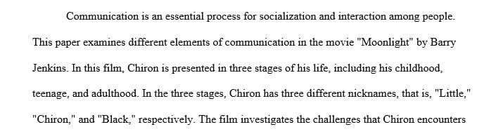 Identify at least 4 scenes from the movie that feature different elements of communication.