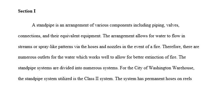 Identify the basic components common to fire protection for the City of Washington Distribution Warehouse