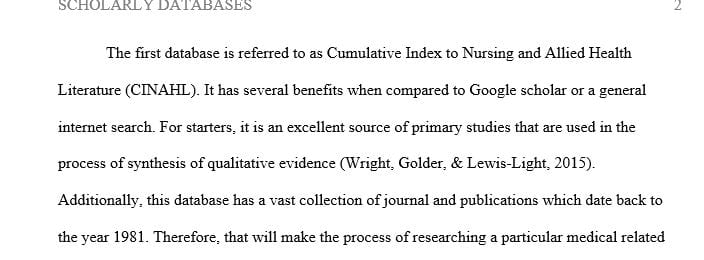 Identify two GCU Library scholarly databases that will help you find the best research articles to support your capstone project change proposal