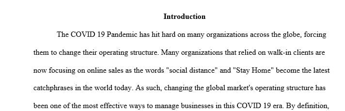 Impact of Global Markets operating structure due to COVID 19 and how they are developing their marketing strategies