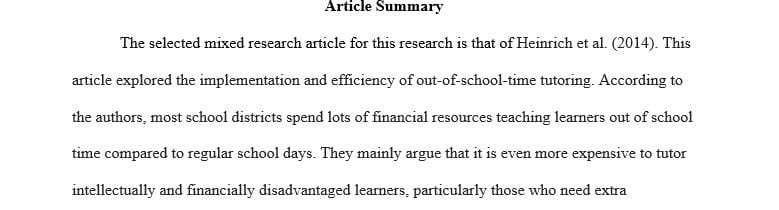 Locate a scholarly journal article from the ProQuest database that employs mixed methodology in its design.