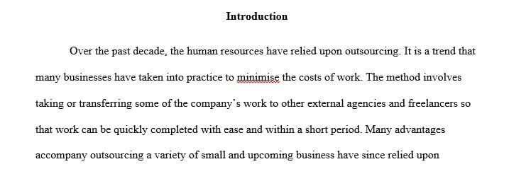 Outsourcing and its influences on people and places